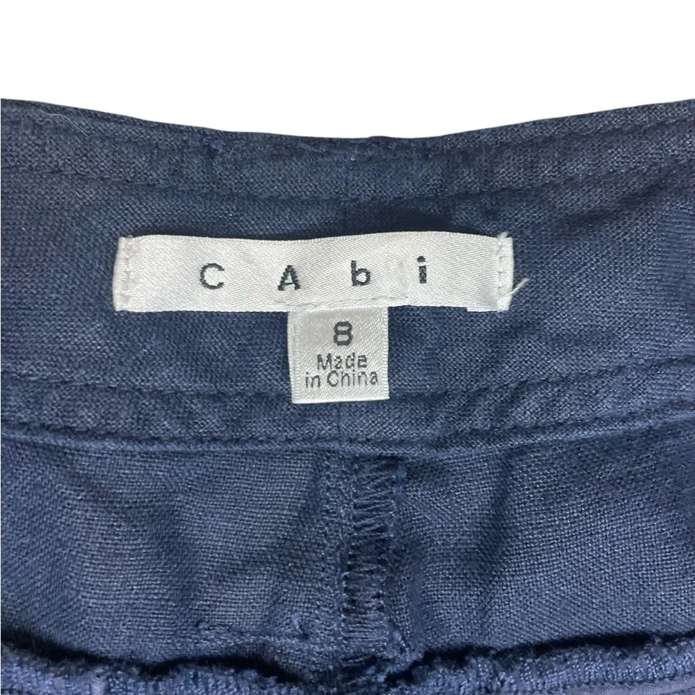CAbi Navy Blue Linen Sailor Crop Pants